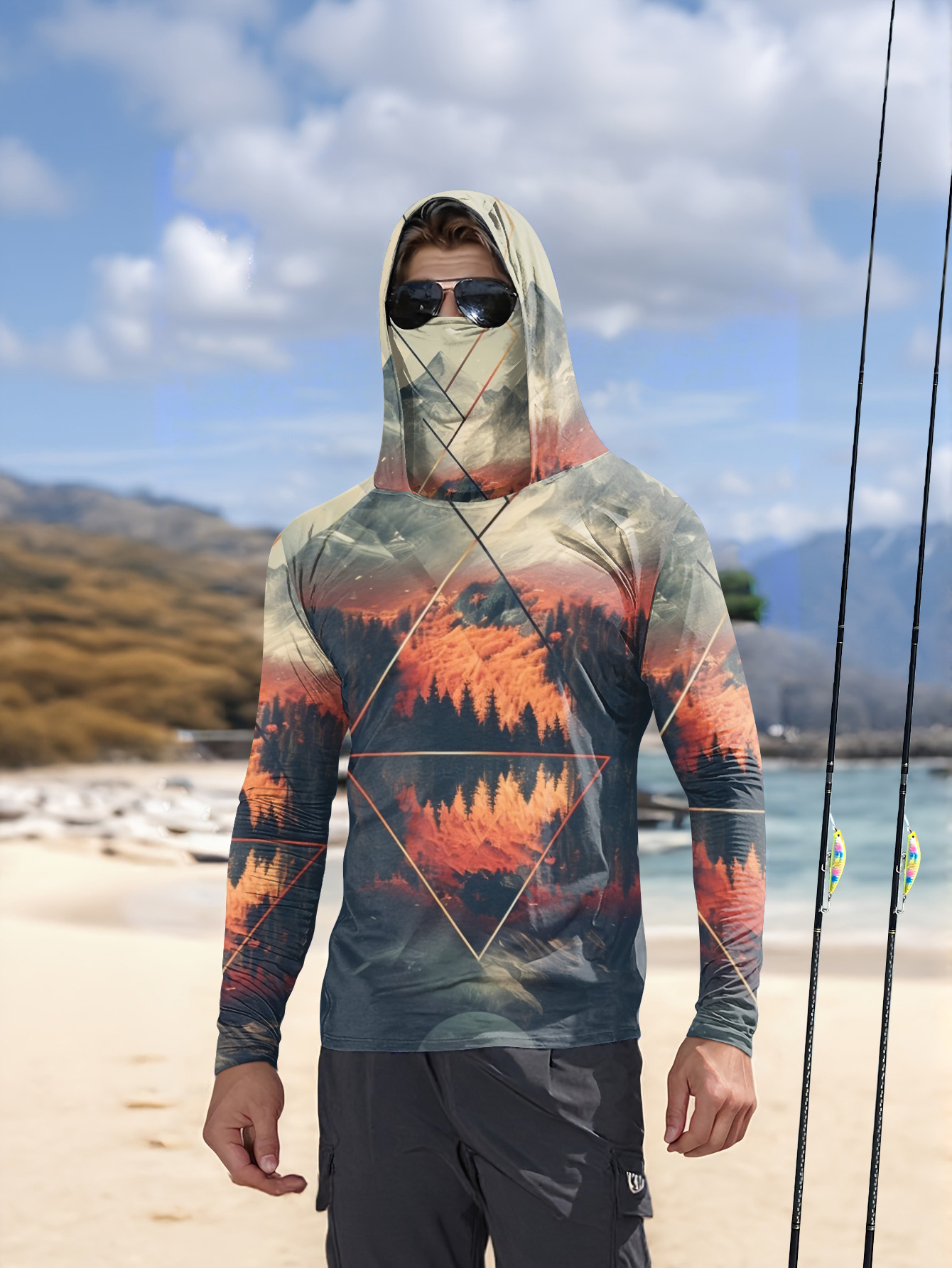 Outdoor Men's Fishing Hoodie B - Fishing Mask Sun Protection recension och pris
